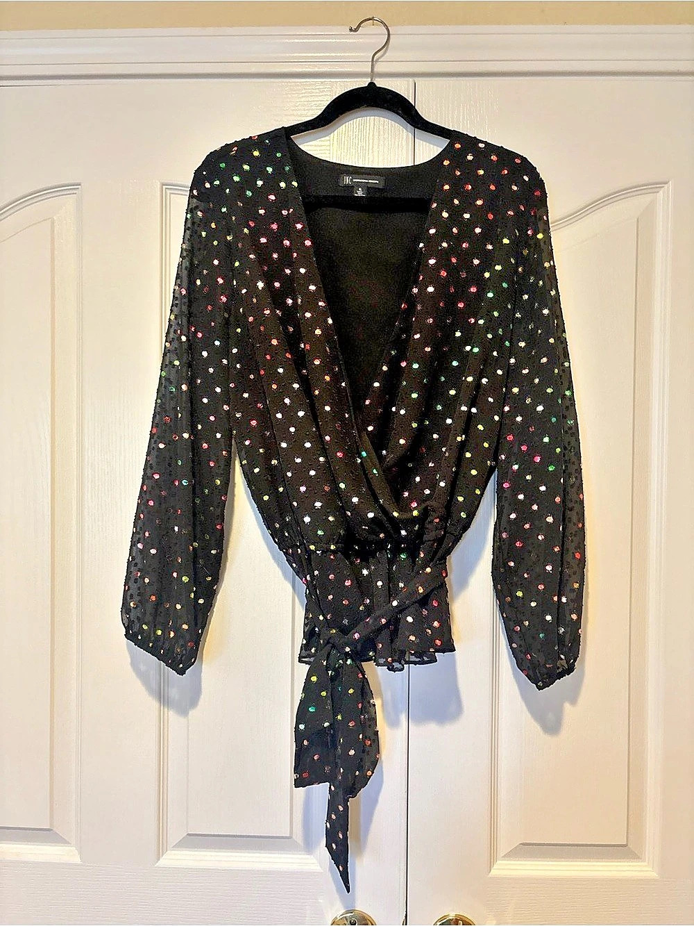 INC International Concepts Women's Polka Dot Tie-Front Blouse XL